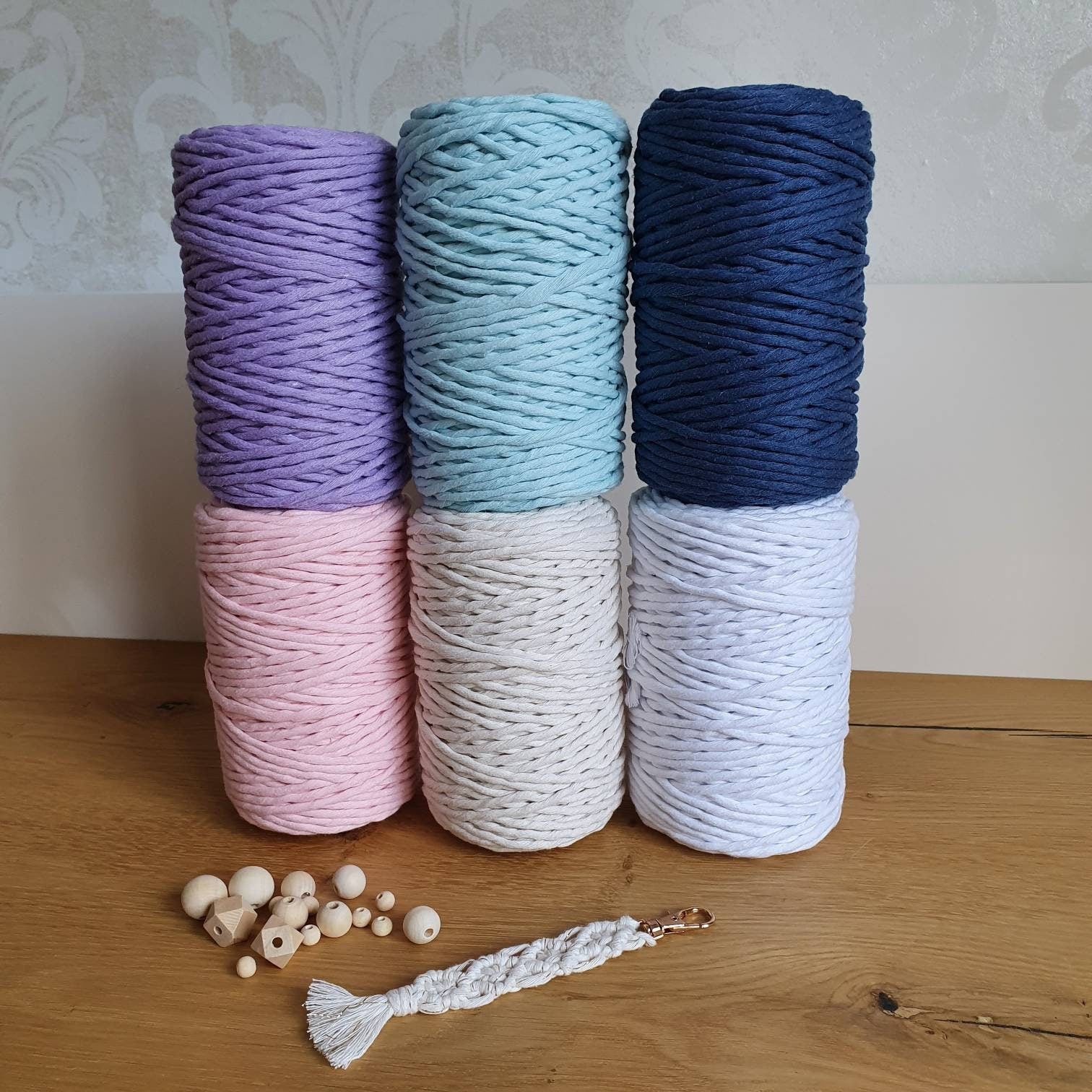 Netuno Macramé Katoenkoord 5 Mm – 100 M Stevig Jeansblauw Garen Met Katoenen Kern – Perfect Voor Wandhangers, Plantenhangers En Doe-het-zelf Projecten