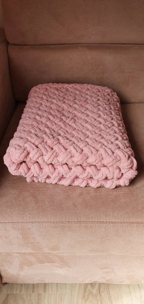 Handgestrickte Decke Babydecke Neugeborenendecke Kuscheldecke Einschlagdecke kuschelig weich Karo-Muster Baby Geschenk Babyparty Babyshower