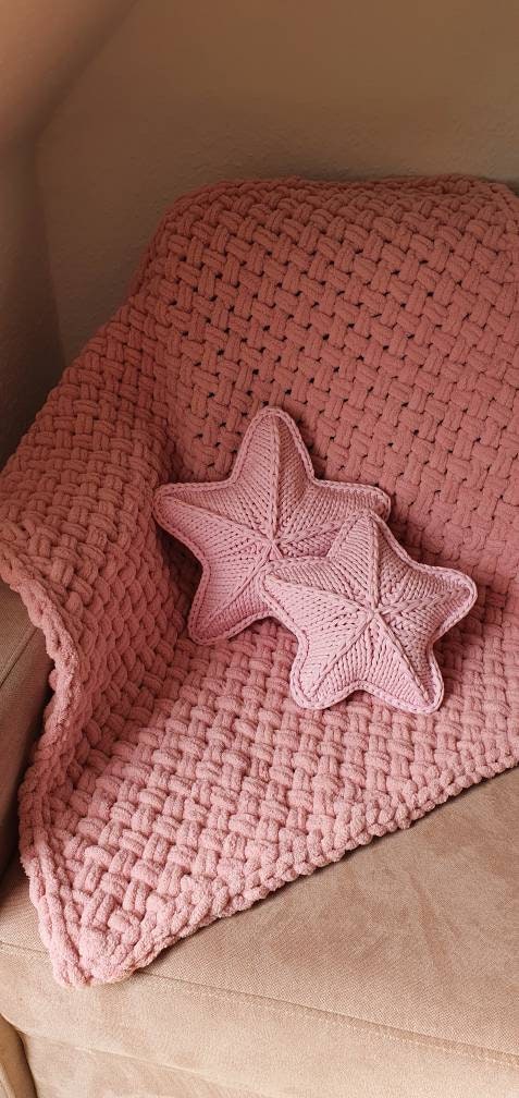 Handgestrickte Decke Babydecke Neugeborenendecke Kuscheldecke Einschlagdecke kuschelig weich Karo-Muster Baby Geschenk Babyparty Babyshower