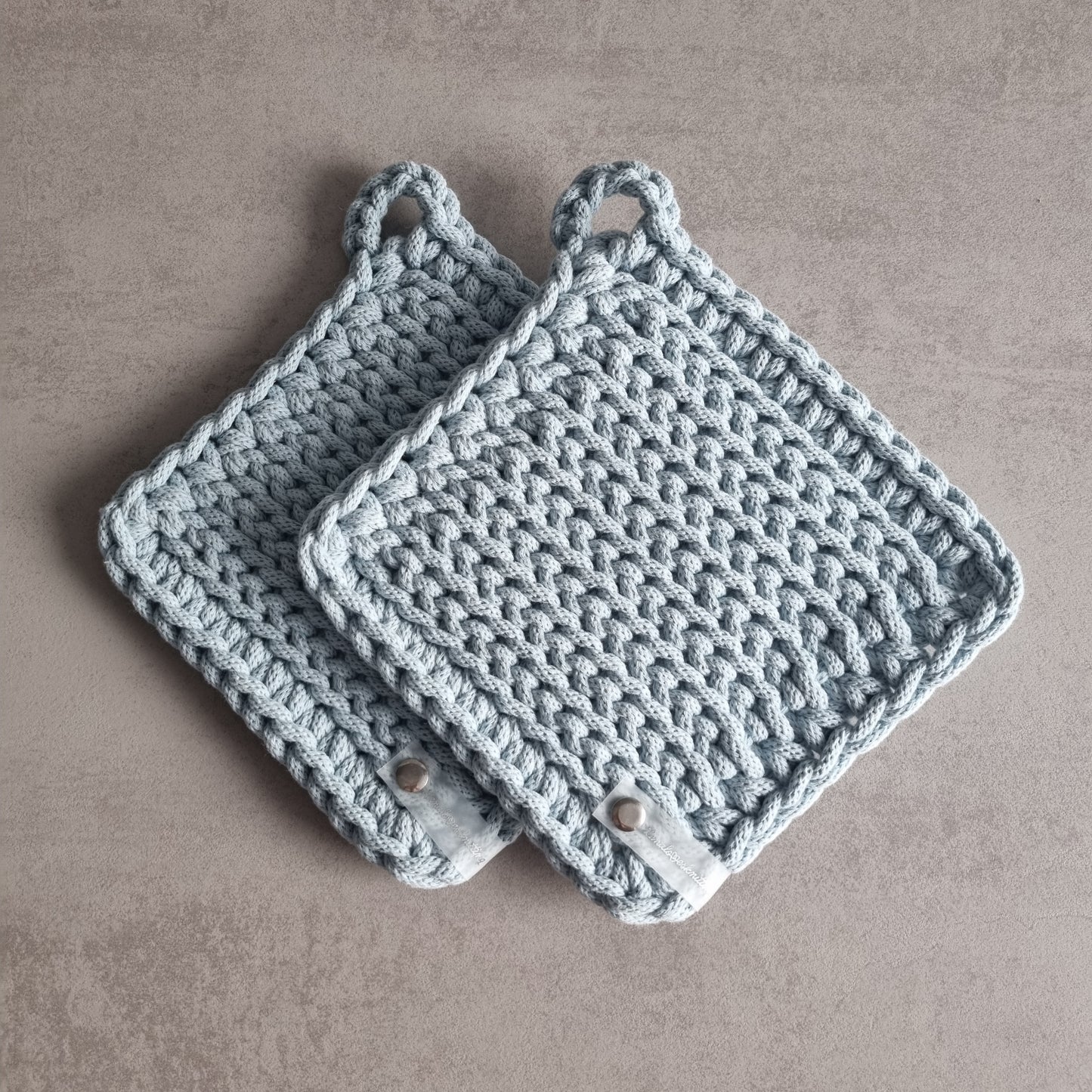 Set of 2 crocheted pot holders pot coasters made from recycled cotton coasters for the kitchen