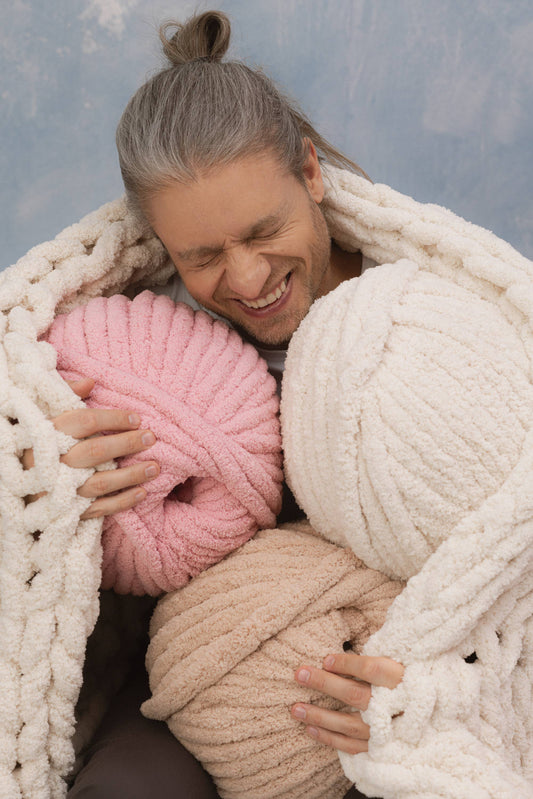 1KG Chenille-Garn Riesige flauschige Plüschwolle zum Armstricken