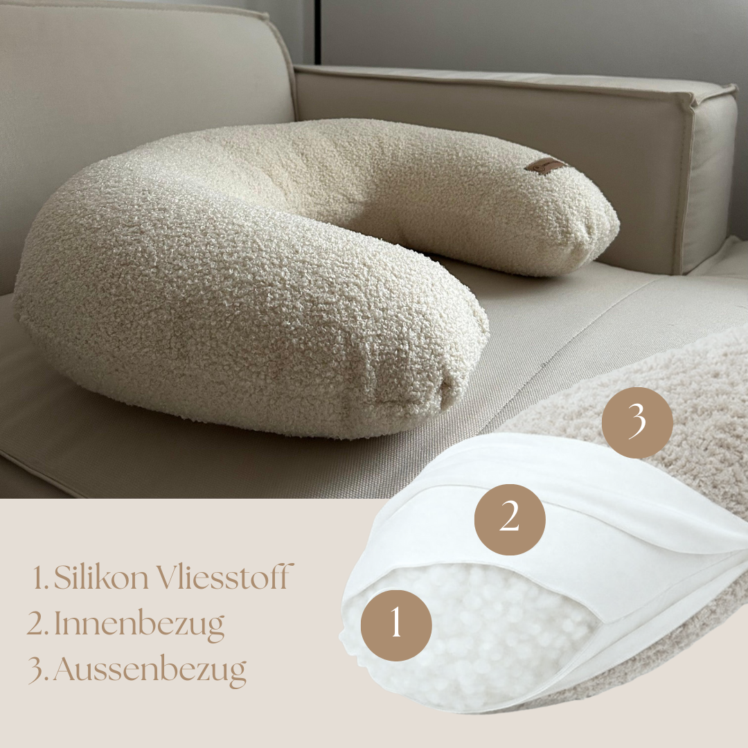 Stillkissen U-Form Teddystoff Bouclé mit abnehmbaren Bezug – ergonomisches Mondstillkissen
