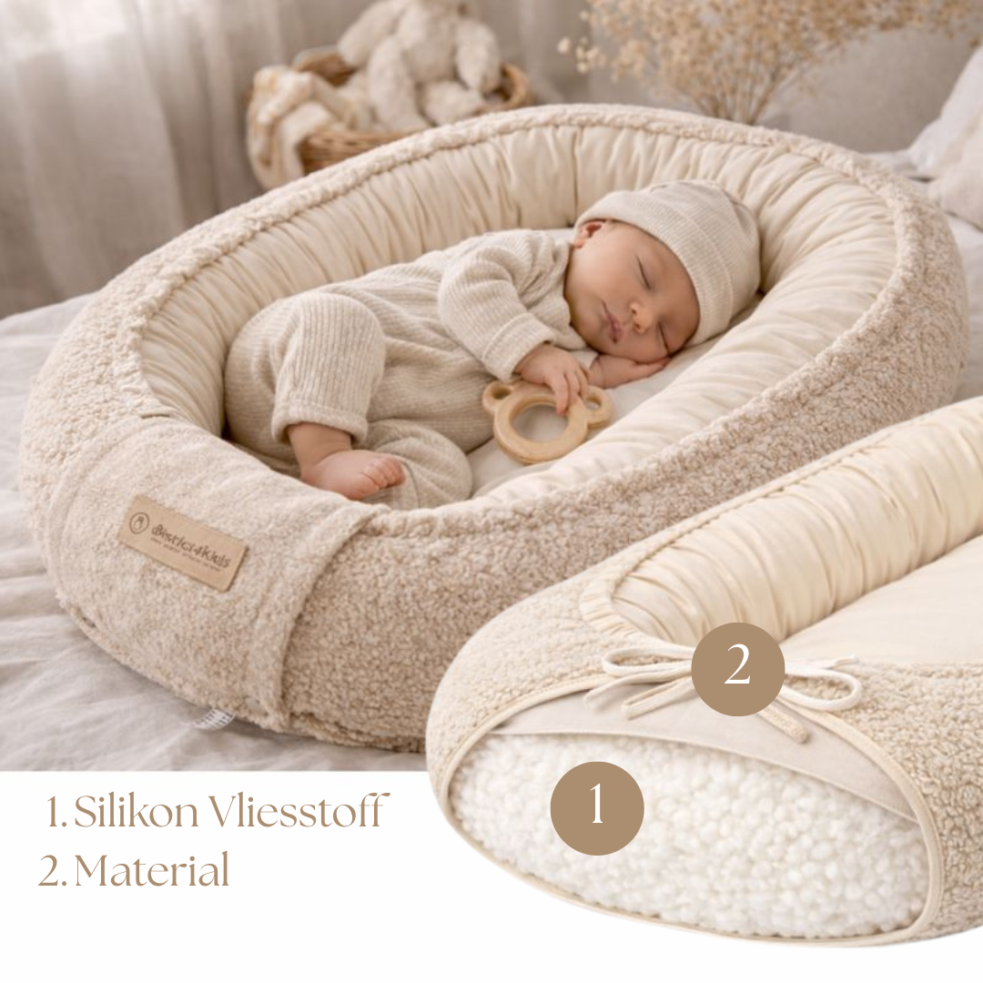 Babynestchen Teddystoff-Bouclé – mitwachsender Baby-Kokon