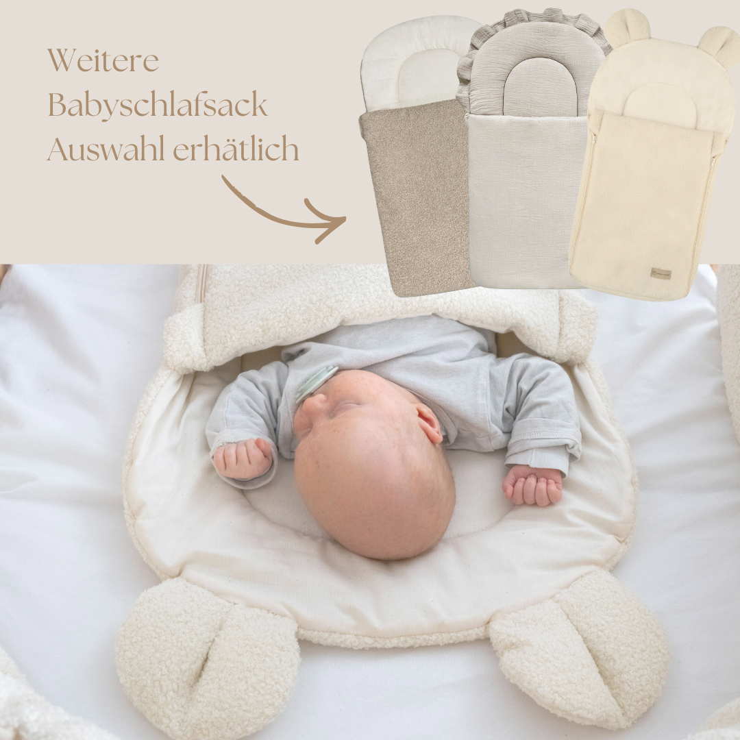 Babyschlafsack Teddyohren Teddy Bouclé - kuscheliger Ganzjahresschlafsack