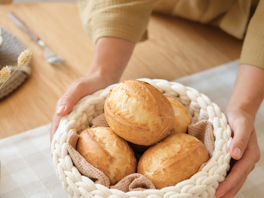 Organic cotton cord crocheted bread basket