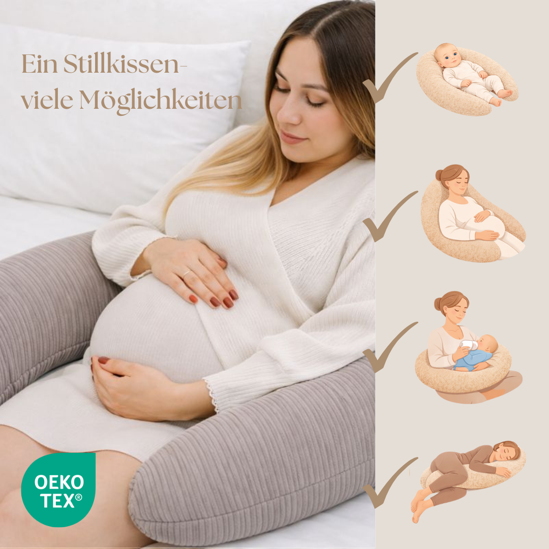 Stillkissen & Schwangerschaftskissen Cord XXL –  ergonomisch & stilvoll