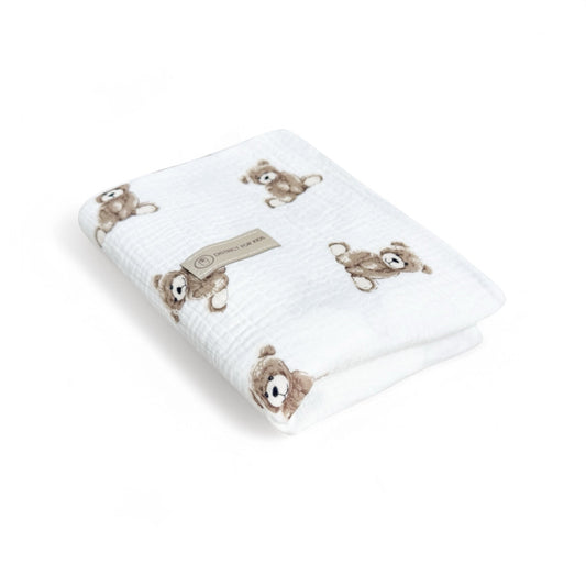 Decke Musselin Teddybär - Mulltuch, Schmuse- & Puckdecke