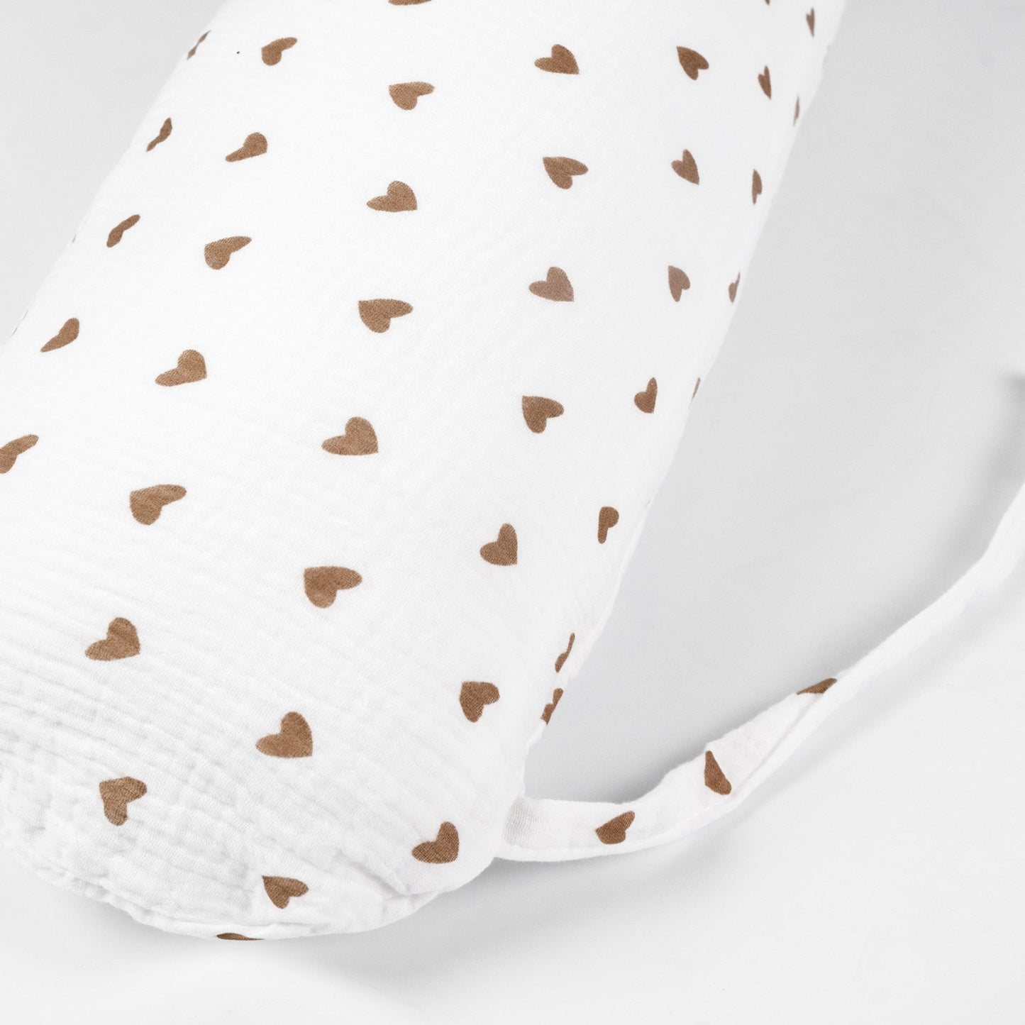 Stillkissen & Schwangerschaftskissen Musselin XXL | Herzen braun