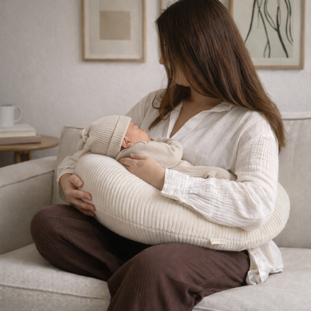 Stillkissen U-Form Cord mit abnehmbarem Bezug - ergonomisches Mondstillkissen