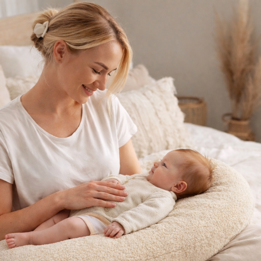 Stillkissen & Schwangerschaftskissen Bouclé Teddy XXL – ergonomisch, weich & vielseitig