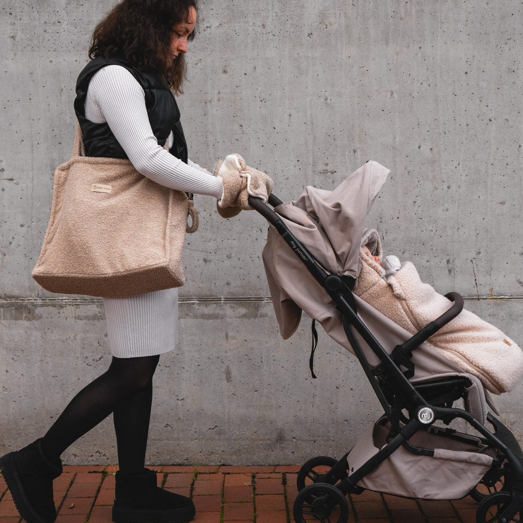 Winterfußsack Teddystoff Bouclé – für Kinderwagen & Autoschale