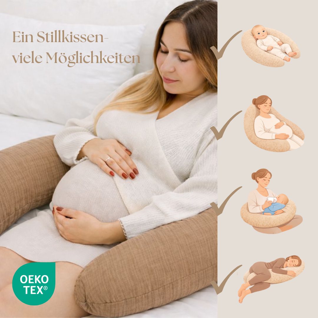 Stillkissen & Schwangerschaftskissen Musselin XXL | Teddybär