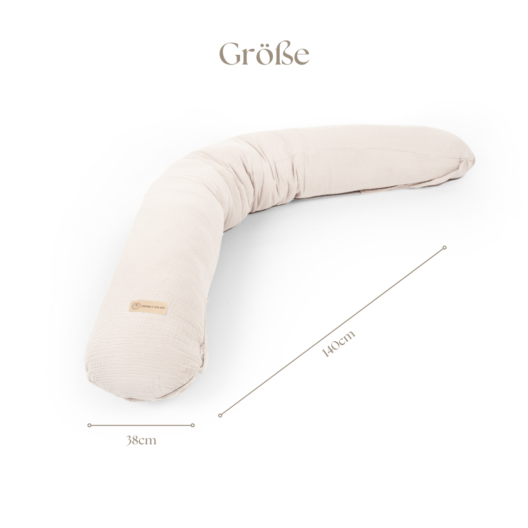 Stillkissen & Schwangerschaftskissen Musselin XXL | Herzen braun