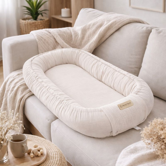 Babynestchen Musselin – Weicher mitwachsender Baby Kokon