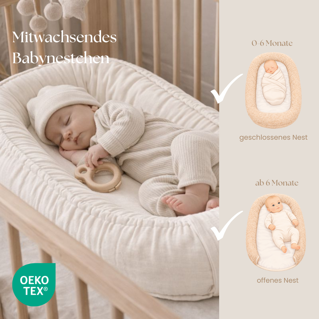 Babynestchen Musselin – Weicher mitwachsender Baby Kokon