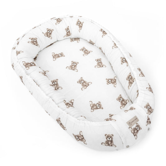 Babynestchen Musselin Teddybär – Weicher Baby-Kokon
