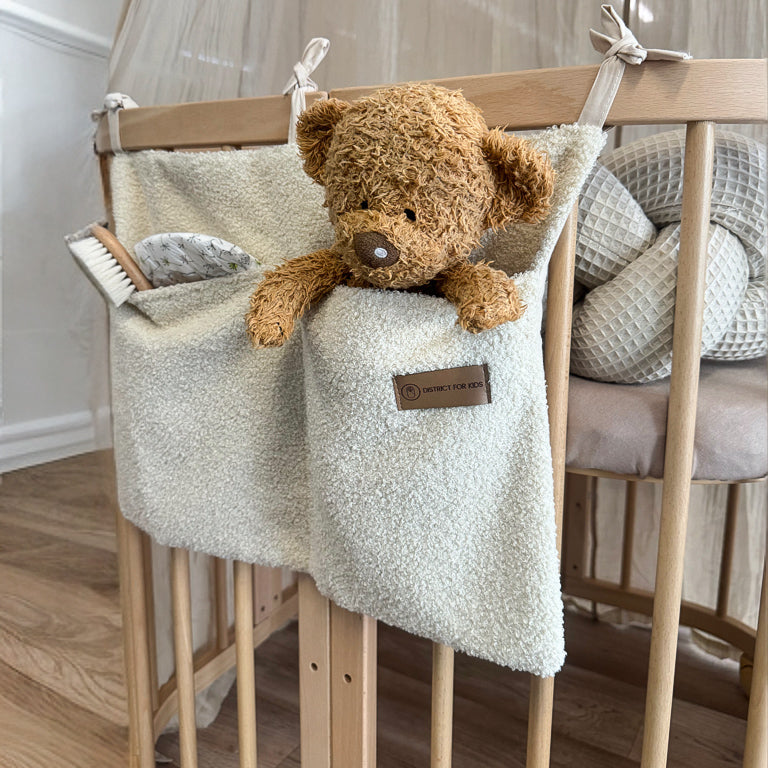 Babybett Organizer Teddystoff Bouclé - Aufbewahrung fürs Babyzimmer