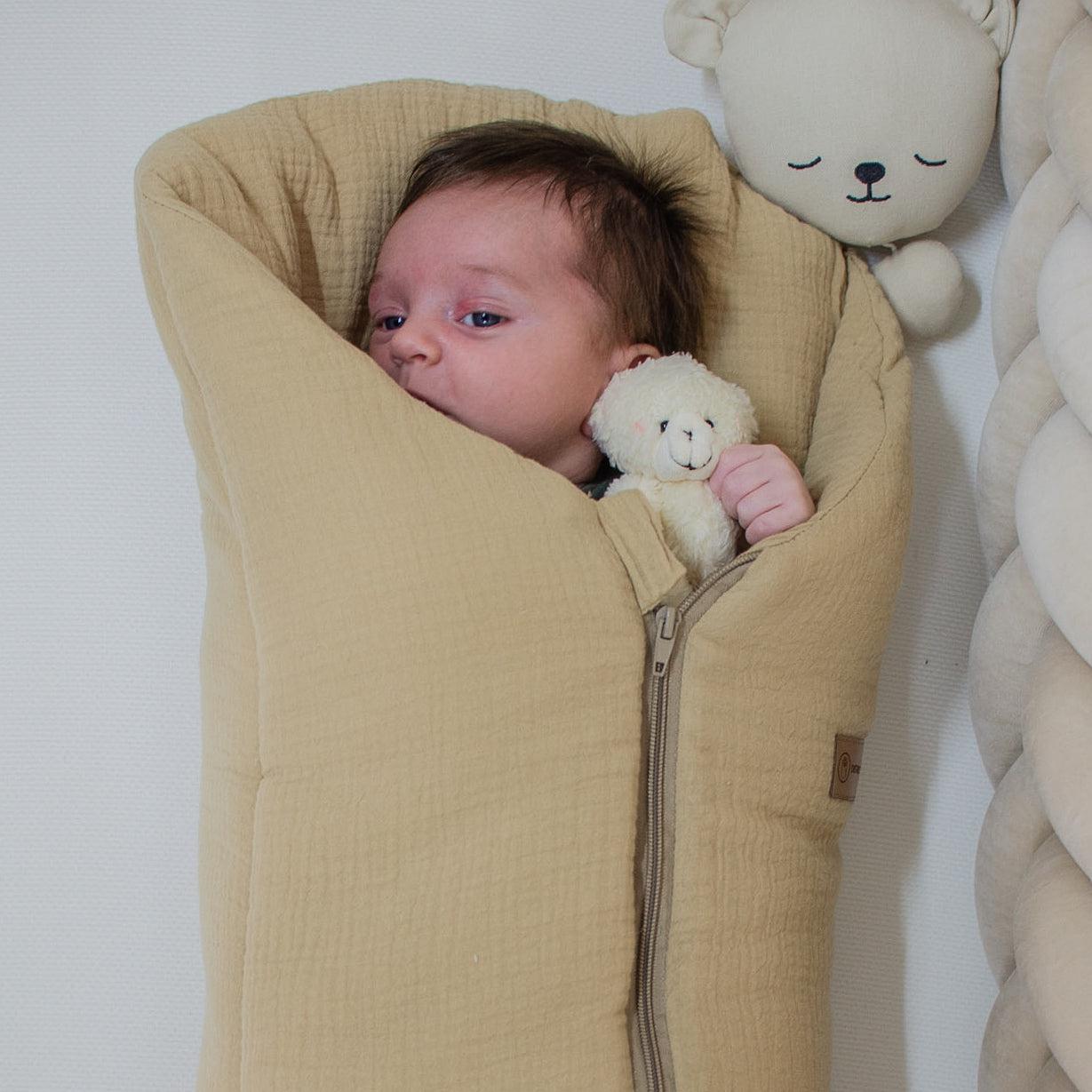 Pucksack Musselin mitwachsend - Ganzjahresschlafsack wärmend & atmungsaktiv