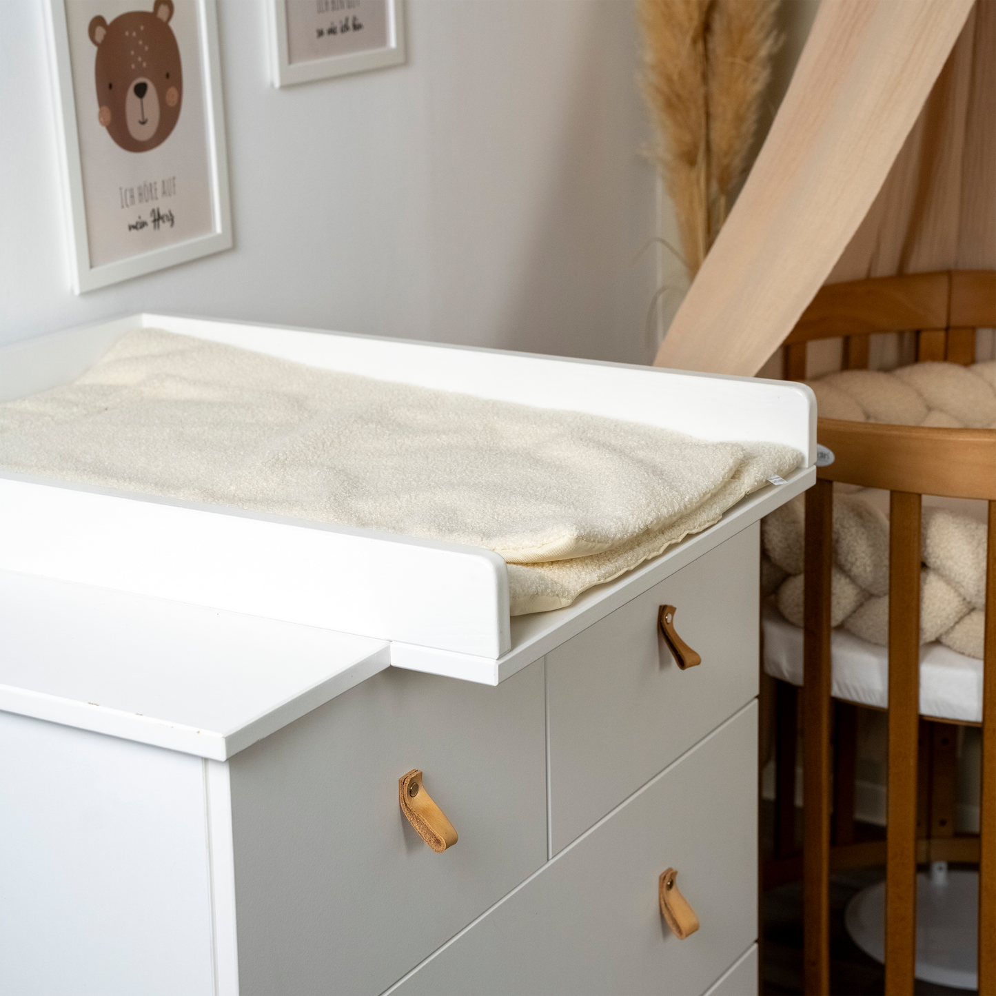 Wickelauflage Teddy Bouclé mit Unterlage – natürlich & kuschelig für dein Baby