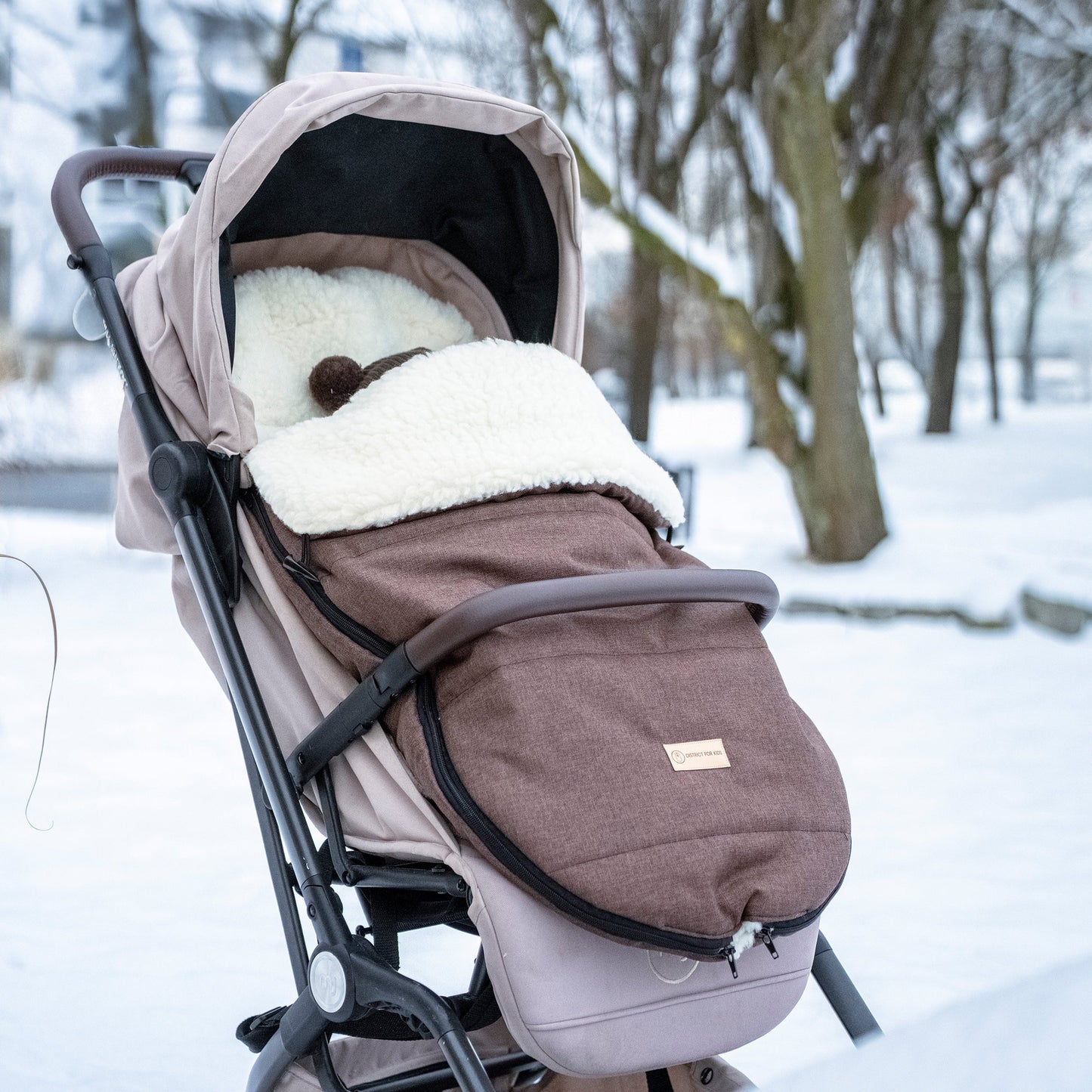 Winterfußsack wasserabweisend Innenfutter aus Merinowolle - Kinderwagen