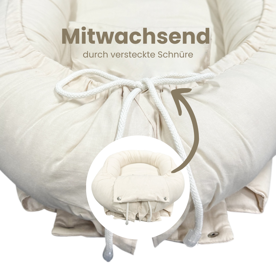 Babynestchen Teddystoff-Bouclé – mitwachsender Baby-Kokon