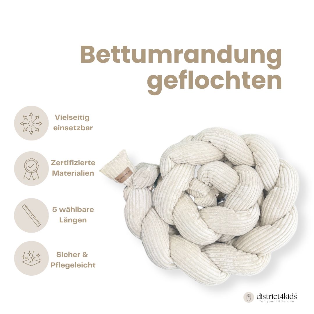 Bettschlange geflochten Cord – Kuschelige & robuste Bettumrandung
