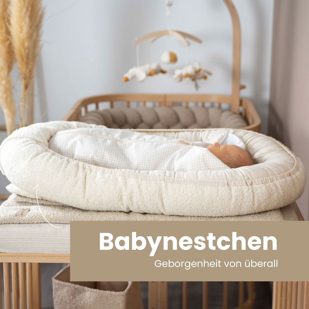 Babynestchen Teddystoff-Bouclé – mitwachsender Baby-Kokon