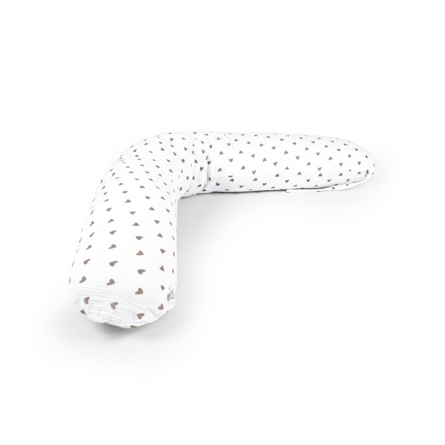 Stillkissen & Schwangerschaftskissen Musselin XXL | Herzen braun
