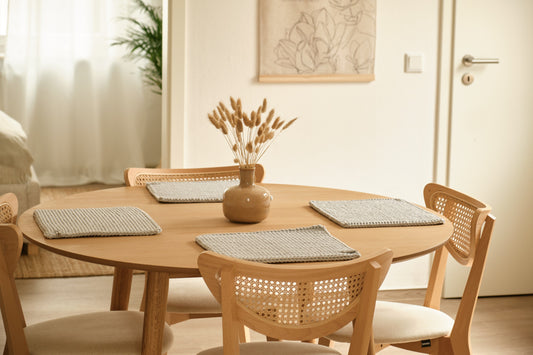 Tischsets Platzsets Gr. L Untersetzer Tischdeko gestrickt Baumwolle 100% recycelt