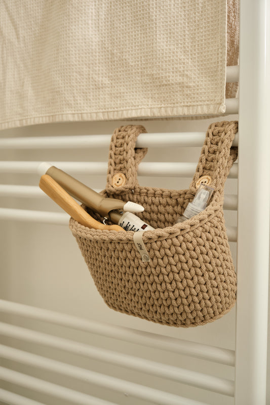 Storage basket organizer utensil basket rectangular Crocheted from rec –  lenalovesknitting