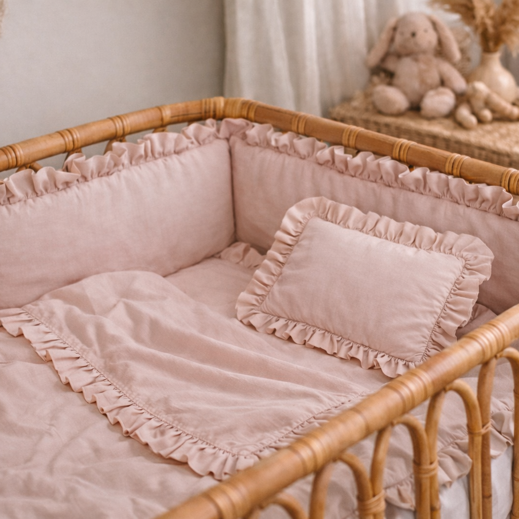 Bettumrandung Rüschen für Baby- und Beistellbetten – Hochwertig & Oeko-Tex zertifiziert