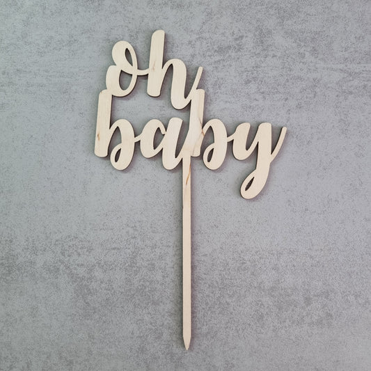 Cake decoration made of birch wood "Oh baby"