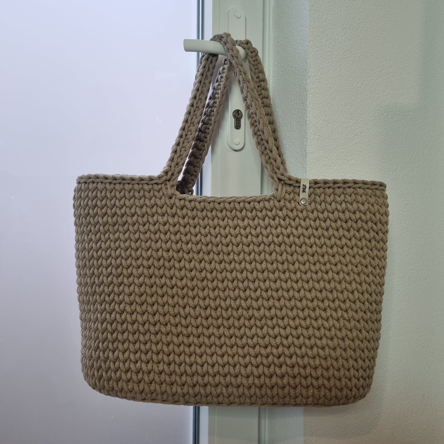 Einkaufstasche Shopper Strandtasche gehäkelt aus recycelten  Öko-Tex Baumwolle