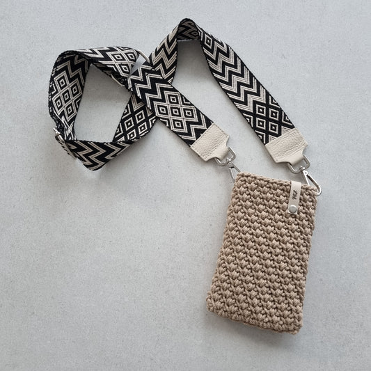 Crochet mini bag with adjustable strap