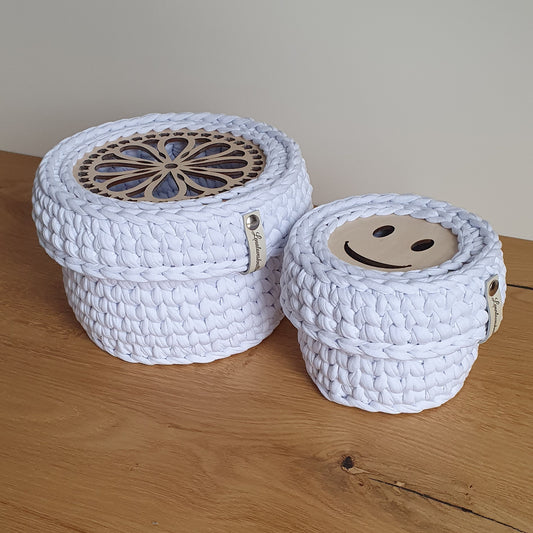 Basket bottom crochet bottom Wooden bottom for crochet basket birch wood round patterned 16cm