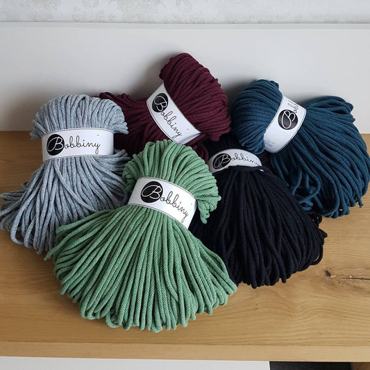 Bobbiny Premium Cord 5mm Molti colori! Cotton Cord Cord Unchet Yarn Knitting Macramé Cordoncino intrecciato IMMEDIATAMENTE DISPONIBILE!