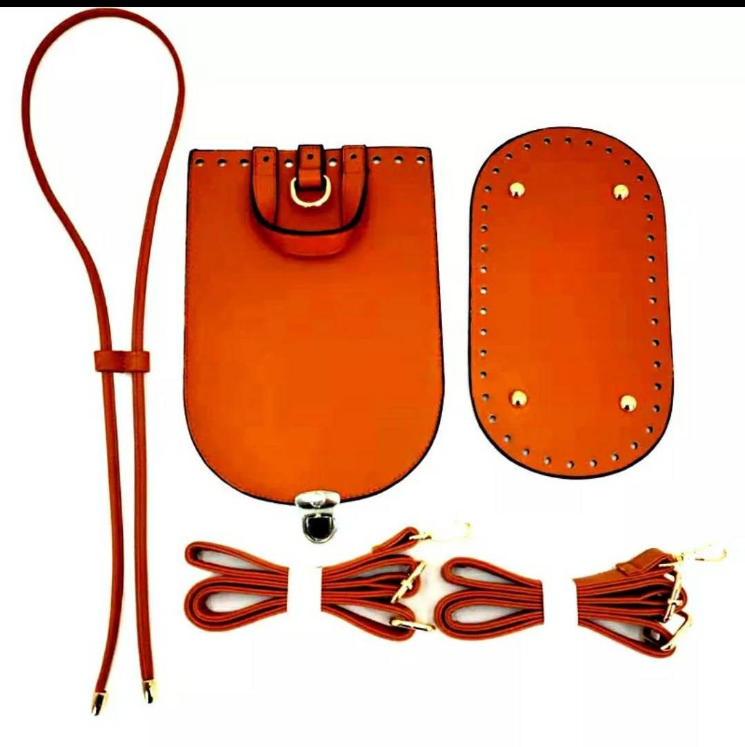 DIY kit for a crocheted city backpack PU leather 5 pieces