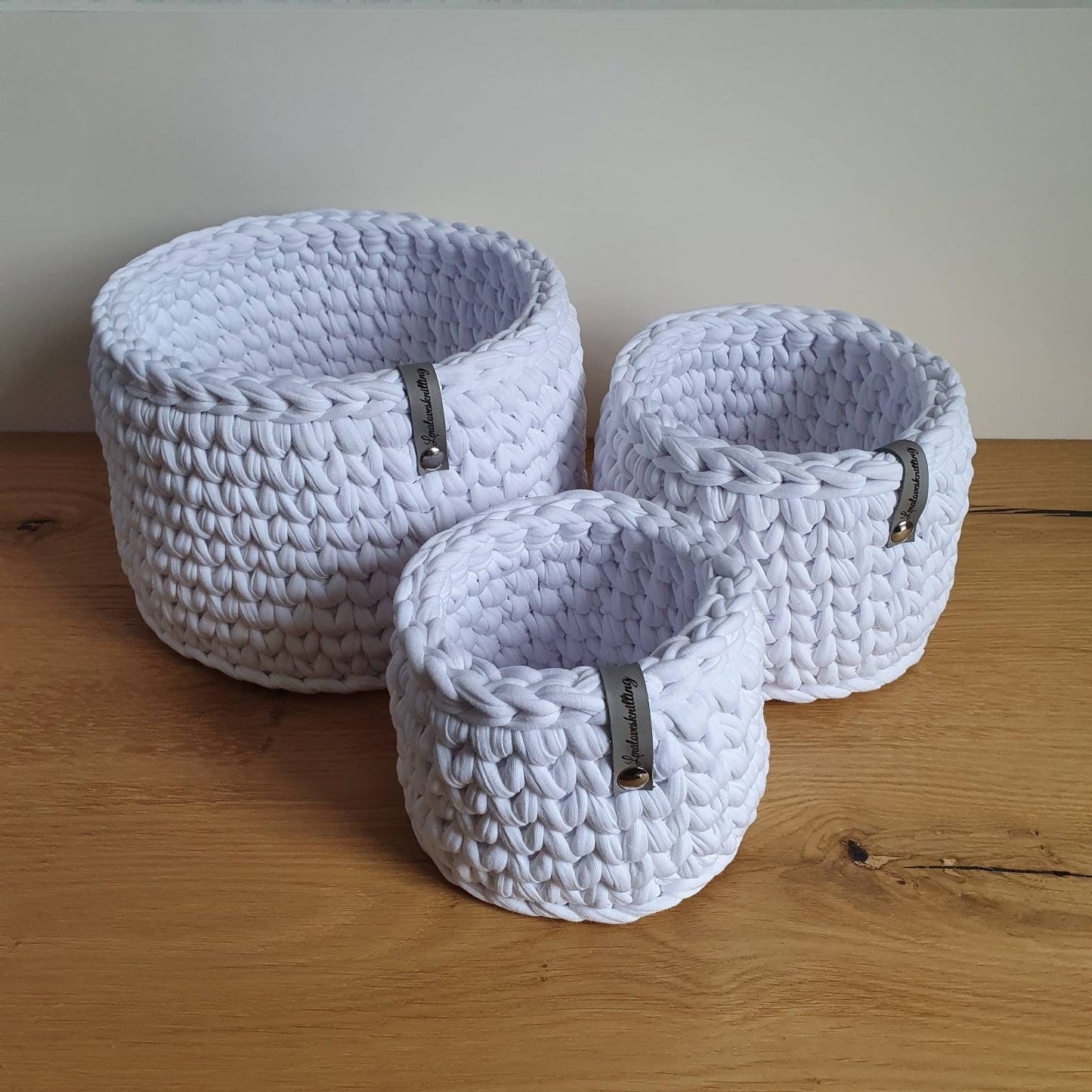 Set of 3 baskets crocheted from the textile yarn Ideal for the changing table