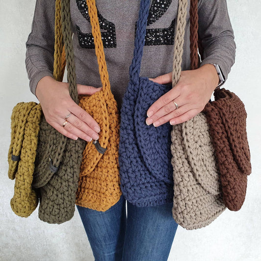 Crocheted handbag shoulder bag shoulder bag made from recycled cotton