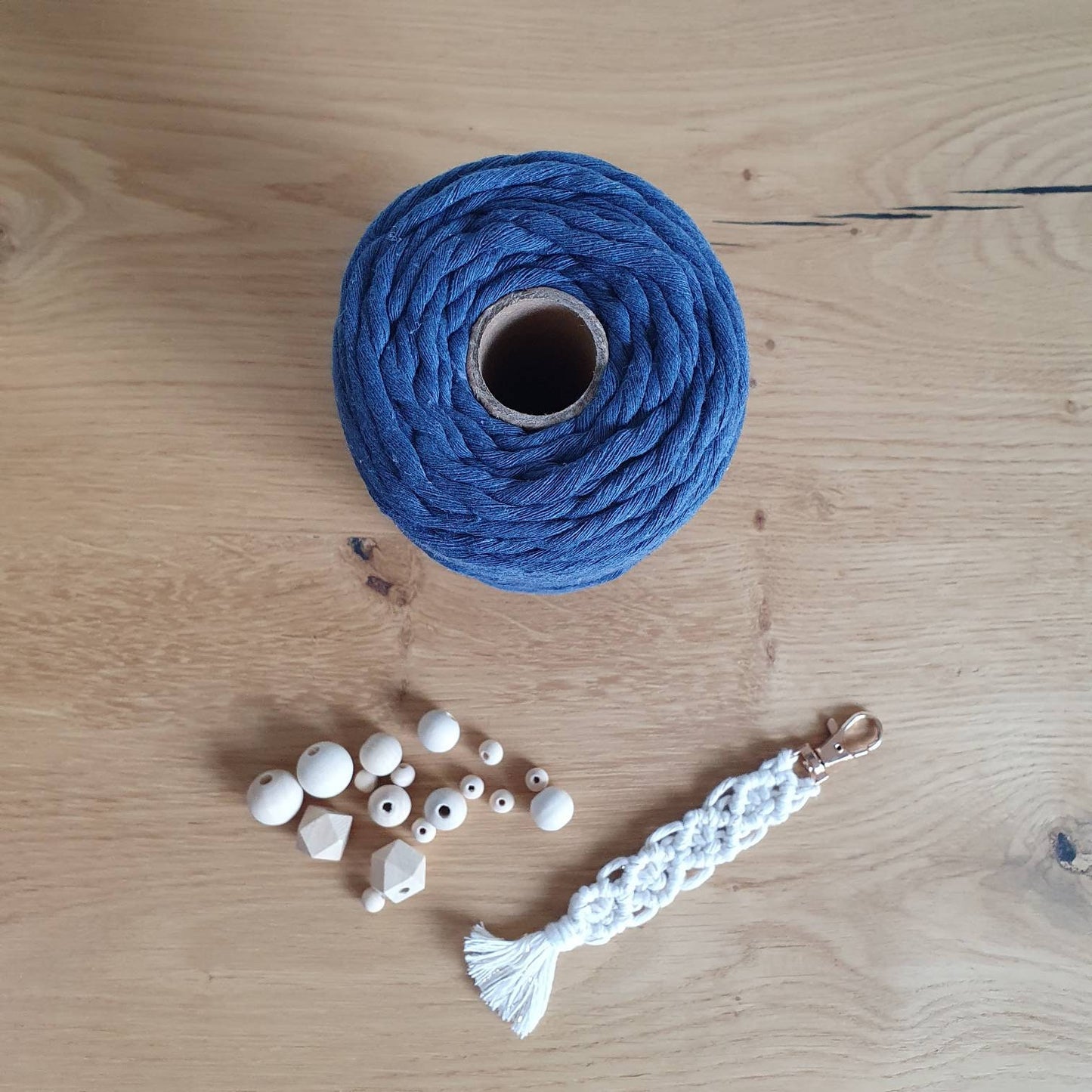 Corde macramé 5mm x 100m - Ficelle Corde Fil Macrame Coton trapilho  cordelettes Couture Coton avec âme Bleu Foncé