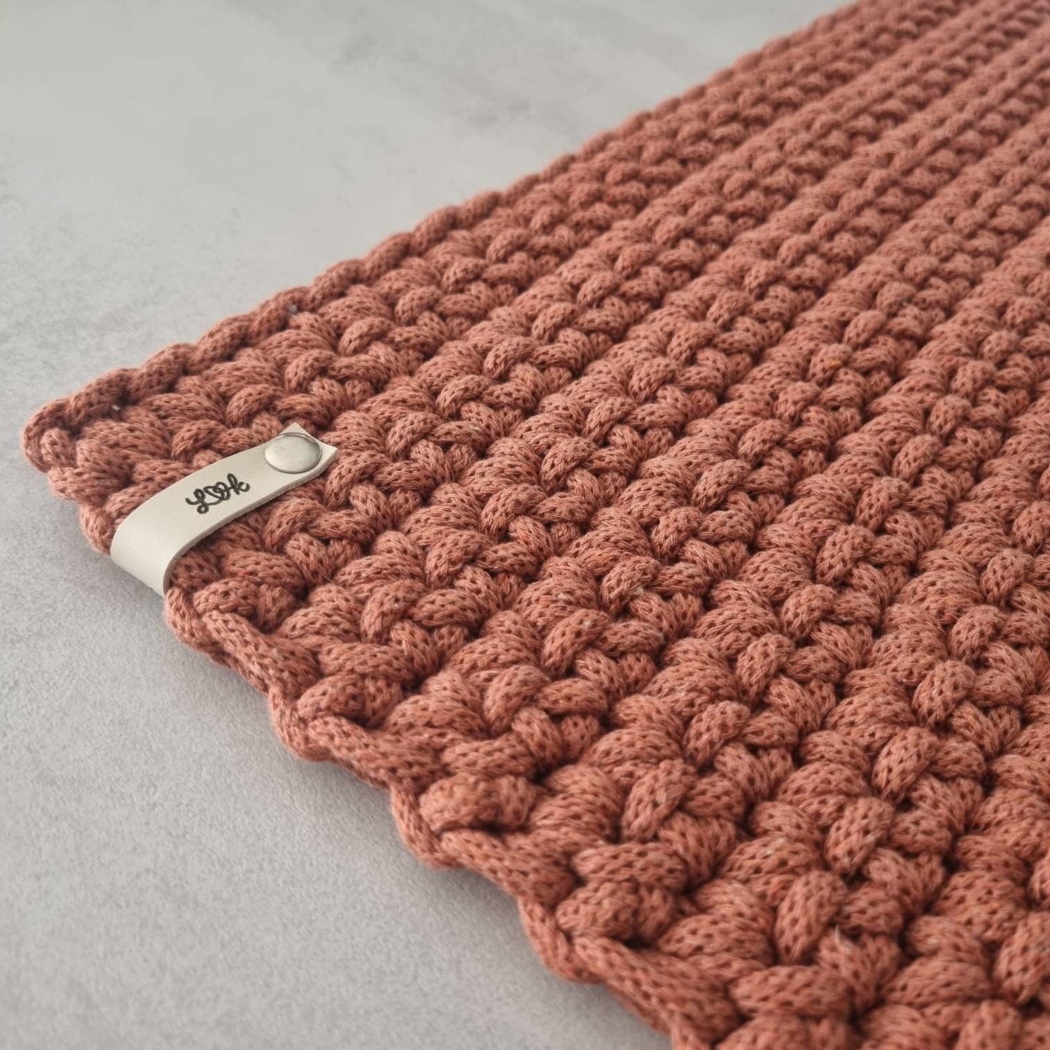 Crochet square rug, Home decor, Door Mat, Knitted rug, Rustic home hot decor, Modern crochet rug, Housewarming gift, Mustard-Dark Brown rug