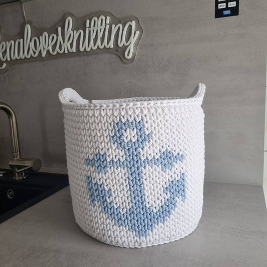 Children's room Baby room Toy basket crocheted from recycled cotton with desired motif